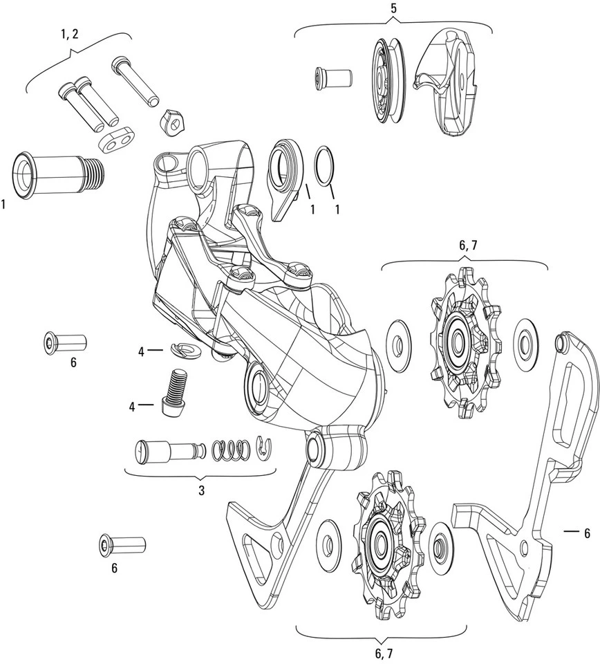 SRAM Pièces Détachées Pour Dérailleur Arrière GX 1X11/GX DH 1X7 Type 2.1 3 SRAM Pièces Détachées Pour Dérailleur Arrière GX 1X11/GX DH 1X7 Type 2.1