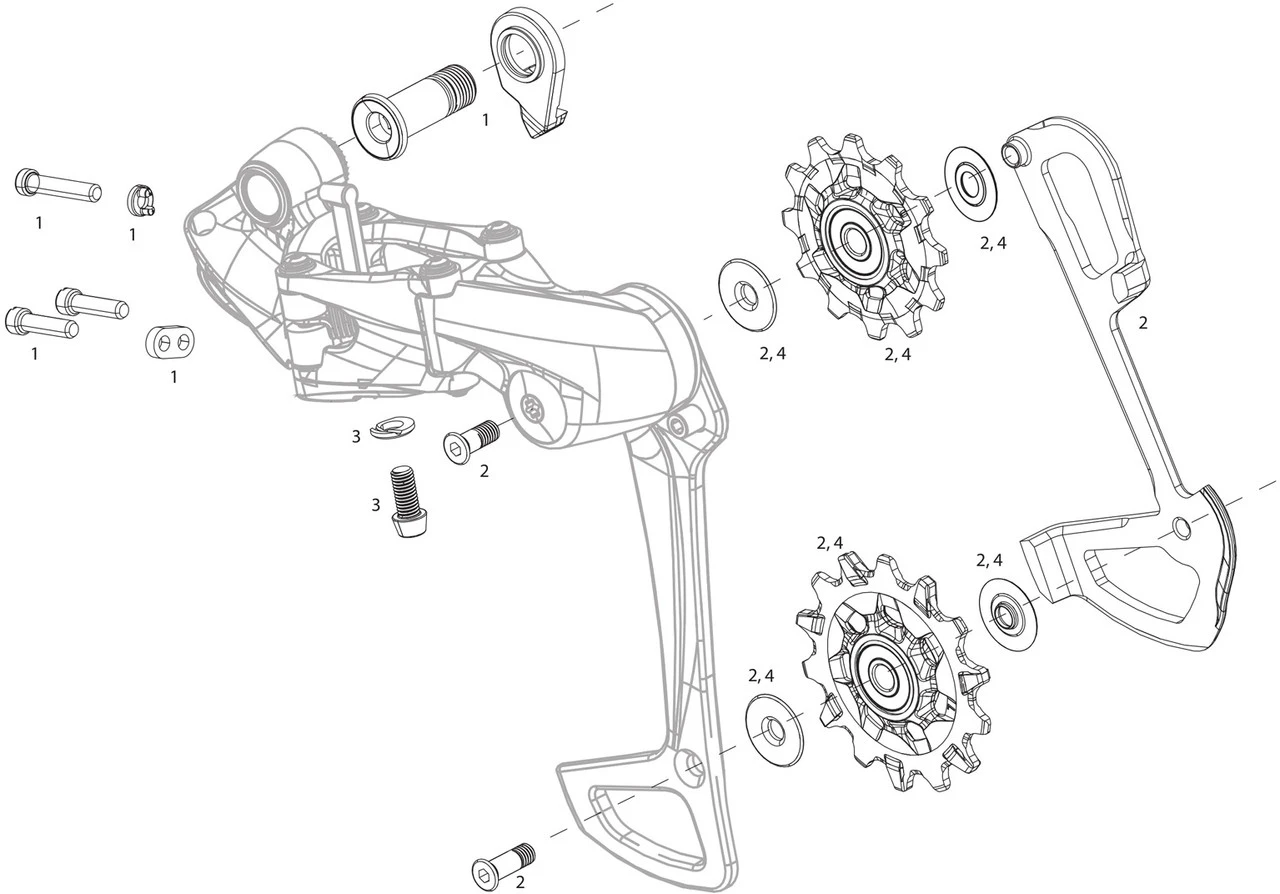 SRAM Pièces Détachées Pour Dérailleur Arrière XX1 / X01 Eagle 1x12 3 SRAM Pièces Détachées Pour Dérailleur Arrière XX1 / X01 Eagle 1x12